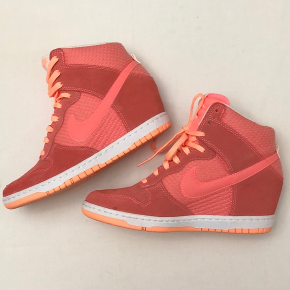 Nike Shoes | Nike Sz Dunk Sky Hi Coral Orange Wedge Sneakers | Poshmark